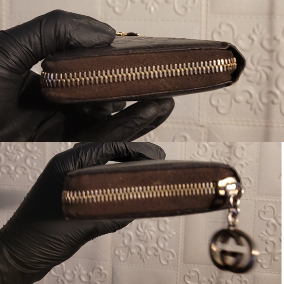 GUCCI Bee GG Interlocking Monogram Guccisima Brown Zippy Wallet AUTHENTIC - Picture 5 of 13